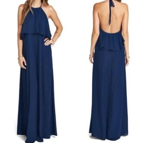 Show Me Your MuMu Dresses & Skirts - Show me your MuMU  Navy Halter Chiffon Maxi bridal size XXsmall Summer Dress